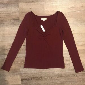 NWT Madewell Ribbed Sweetheart Top Size XS Cabernet